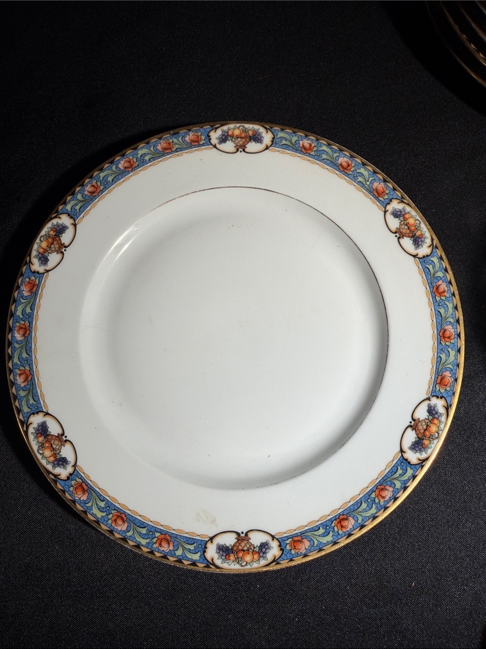 Antique Fraureuth Germany Dinner Plate Pattern 22547, Porcelain Fruit Basket